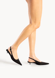 TANISHA - TECH SATIN BLACK SLINGBACK