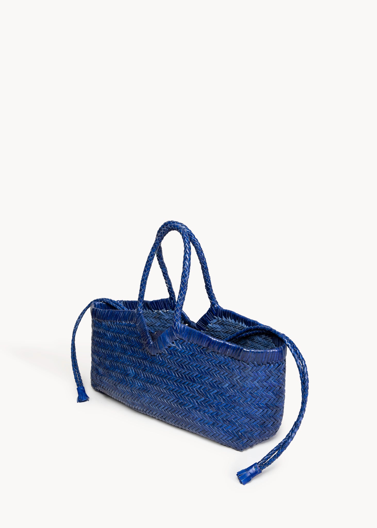 TYDE  - BLUE ROYAL SMALL WOVEN LEATHER BAG