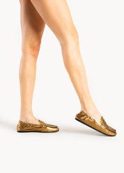 TEAGAN - PURE BRONZE RUCHED LEATHER LOAFER