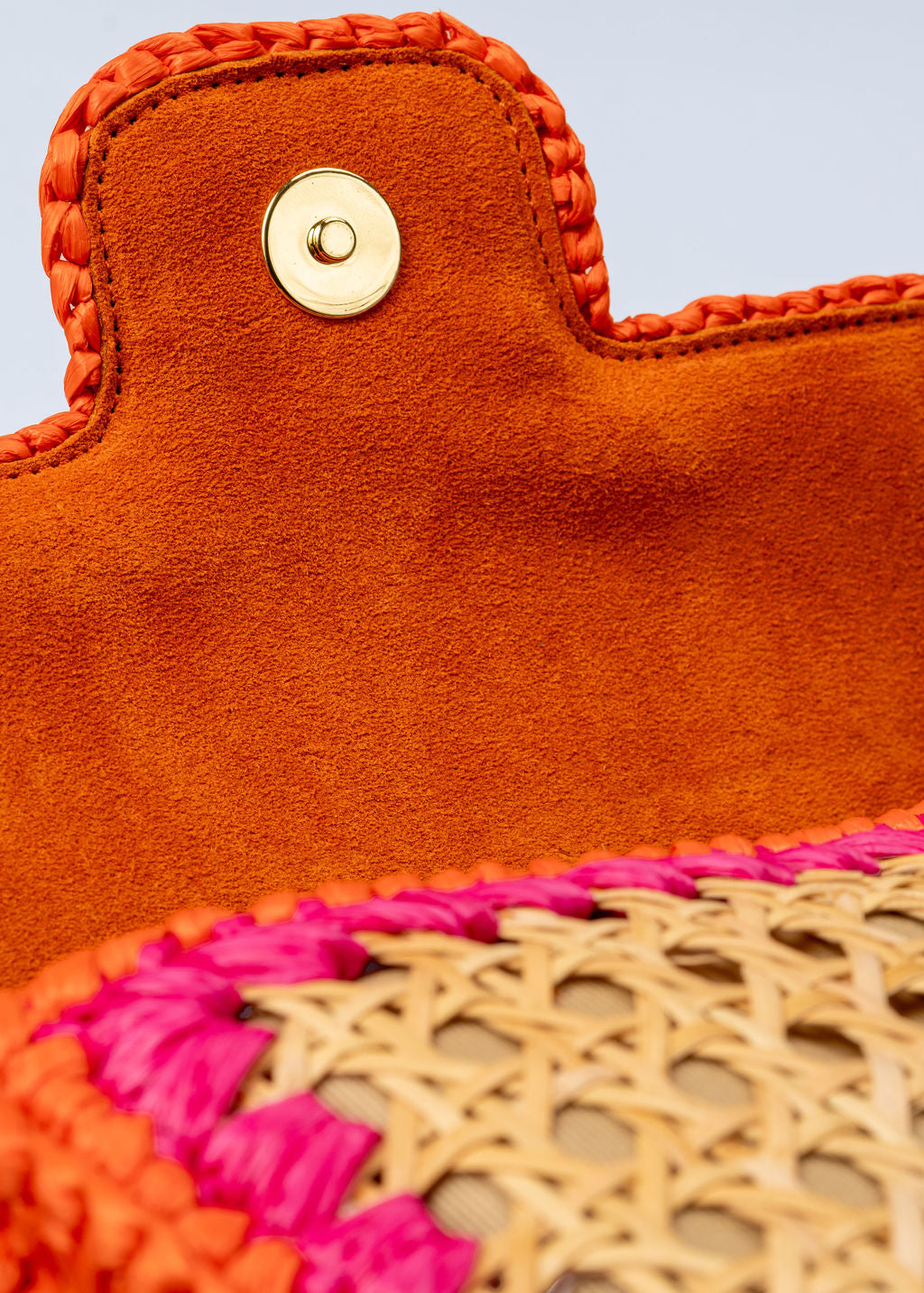 RAISSA - ORANGE AND PINK RAFFIA BAG