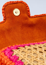RAISSA - ORANGE AND PINK RAFFIA BAG