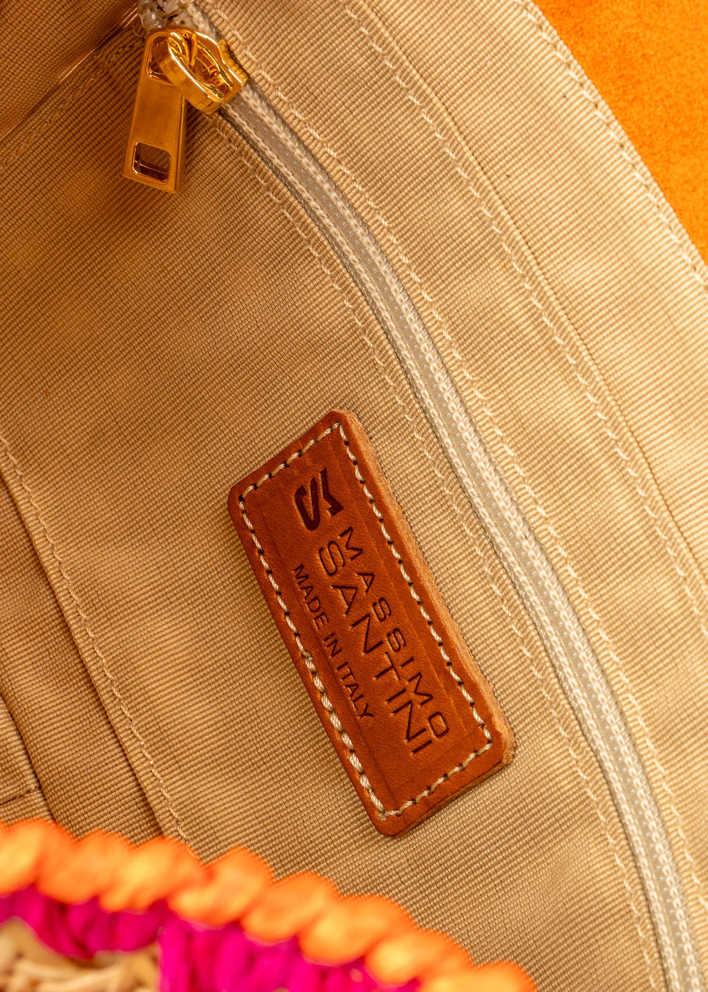 RAISSA - ORANGE AND PINK RAFFIA BAG