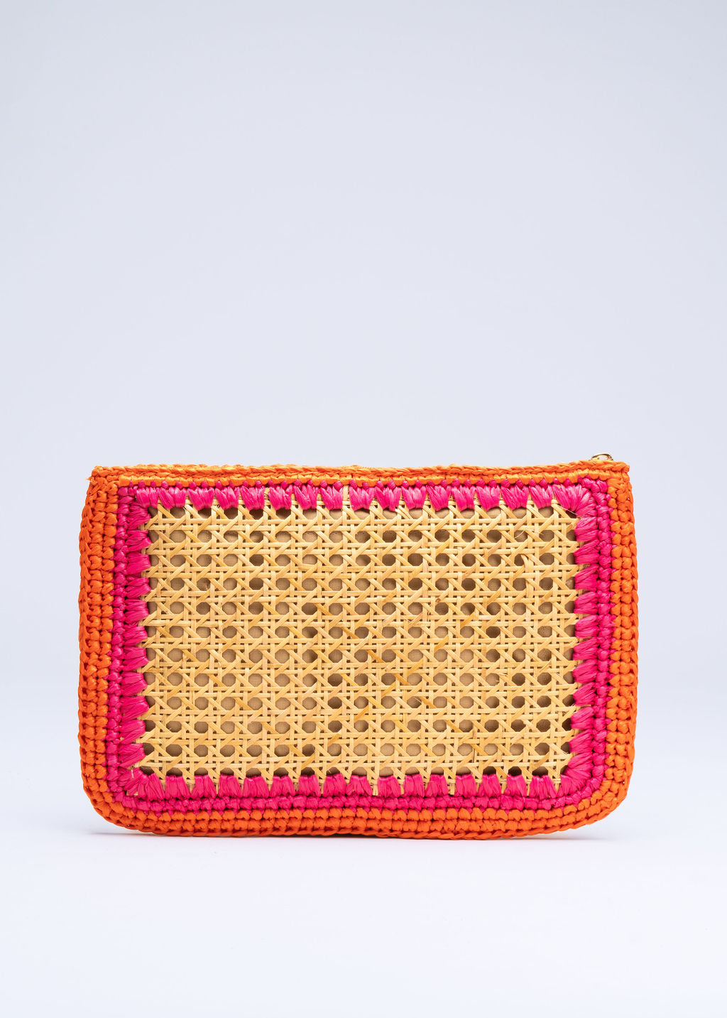 RABAB - ORANGE AND PINK RAFFIA CLUTCH