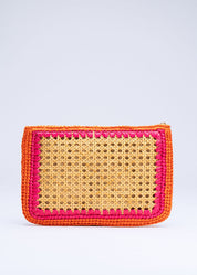 RABAB - ORANGE AND PINK RAFFIA CLUTCH