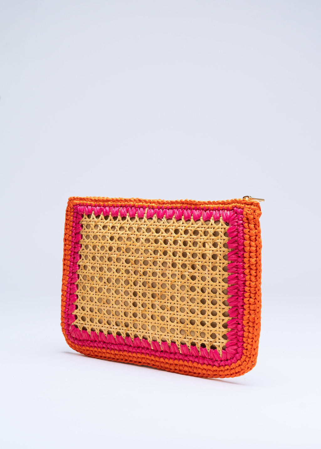 RABAB - ORANGE AND PINK RAFFIA CLUTCH
