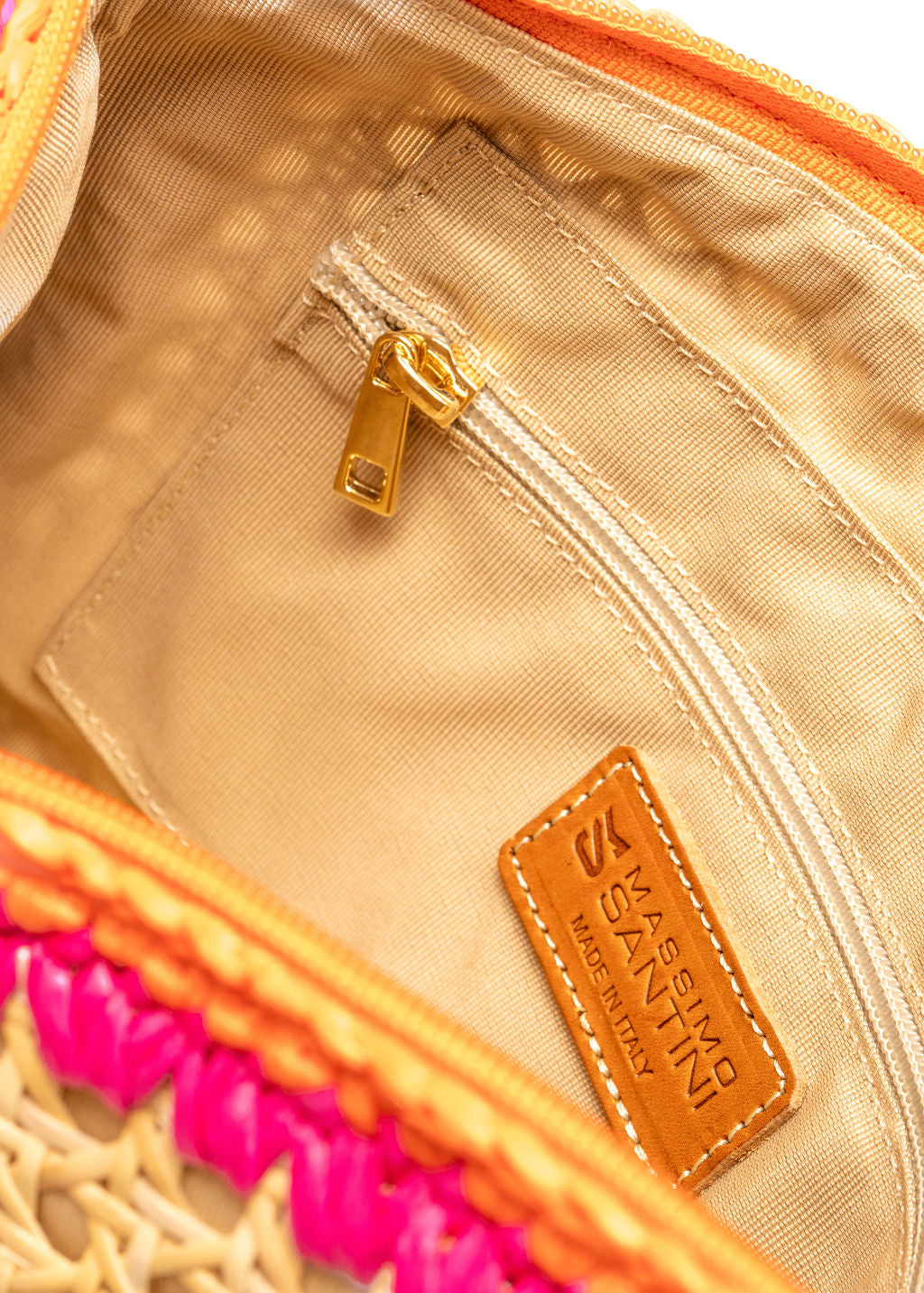 RABAB - ORANGE AND PINK RAFFIA CLUTCH