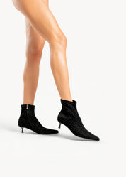 SKYLER - STIVALETTO NERO INCHIOSTRO IN MICROFIBRA CON CRISTALLI