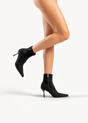 STELLA - STIVALETTO NERO INCHIOSTRO IN MICROFIBRA CON CRISTALLI