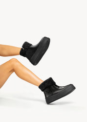 STEFY - STIVALETTO NERO INCHIOSTRO IN PELLE CON MONTONE