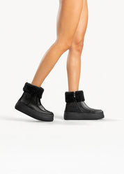 STEFY - STIVALETTO NERO INCHIOSTRO IN PELLE CON MONTONE