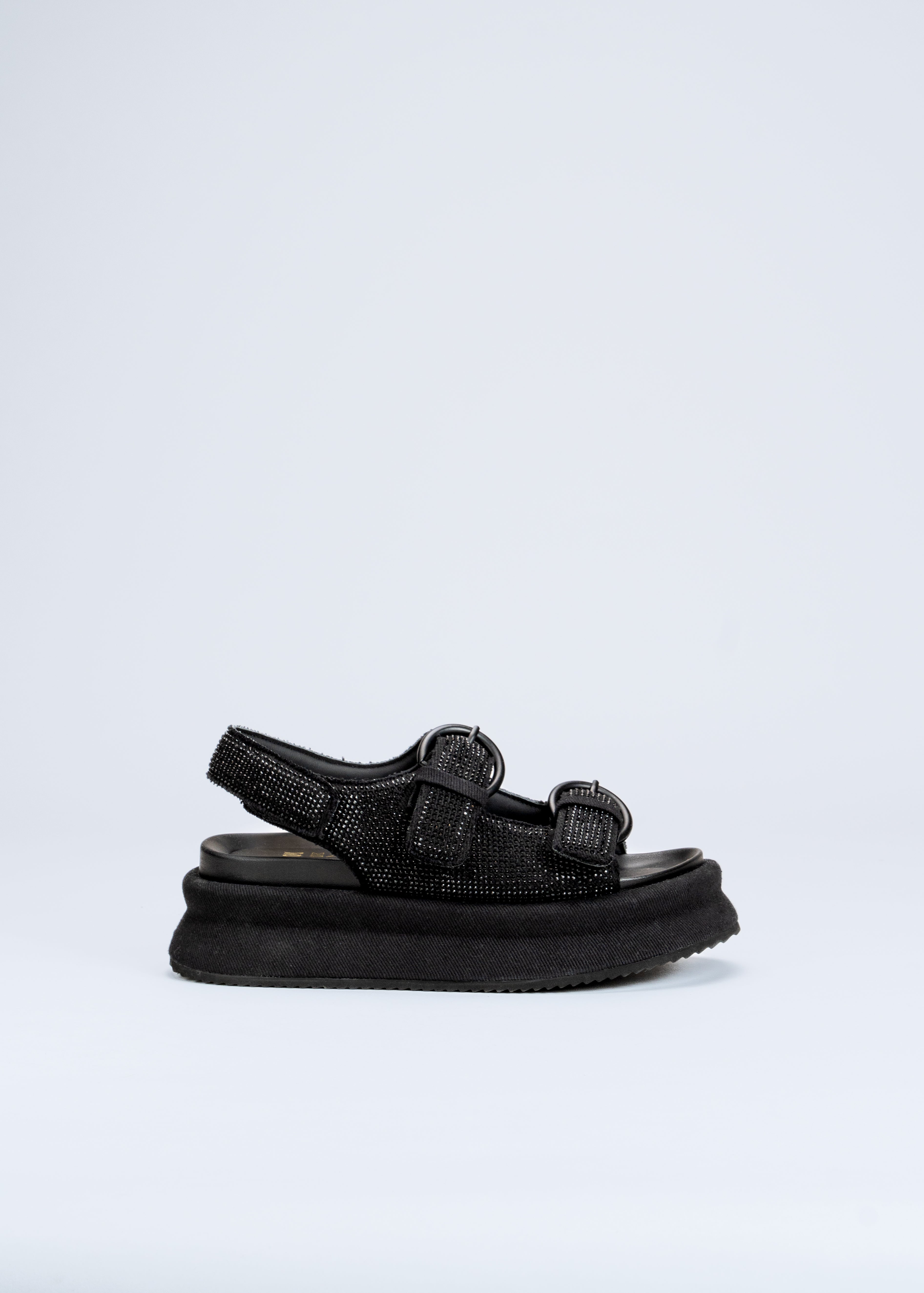 RUGA - BLACK CRYSTAL PLATFORM SANDALS