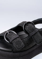 RUGA - BLACK CRYSTAL PLATFORM SANDALS
