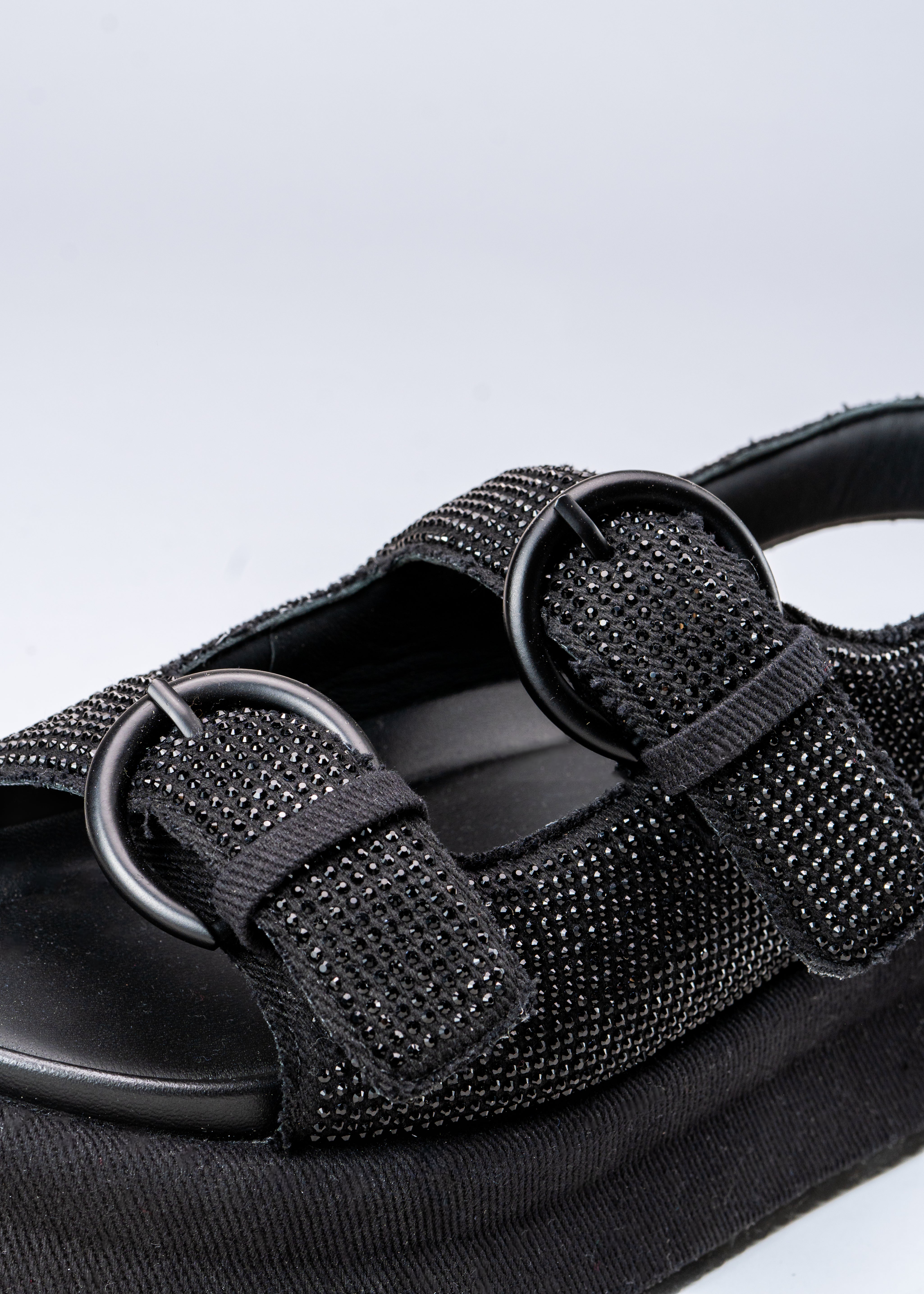 RUGA - BLACK CRYSTAL PLATFORM SANDALS
