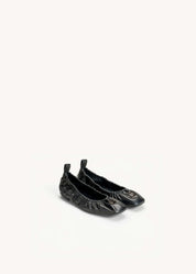 SVEVA  - BLACK LEATHER RUCHED FLATS