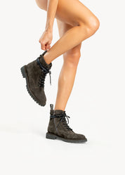 SHANTI - STIVALETTO ARMY IN CAMOSCIO