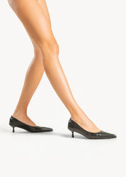 SUSAN - BLACK LEATHER DECOLLETE'